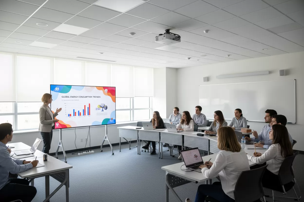 Salle de formation équipée d'un écran LED