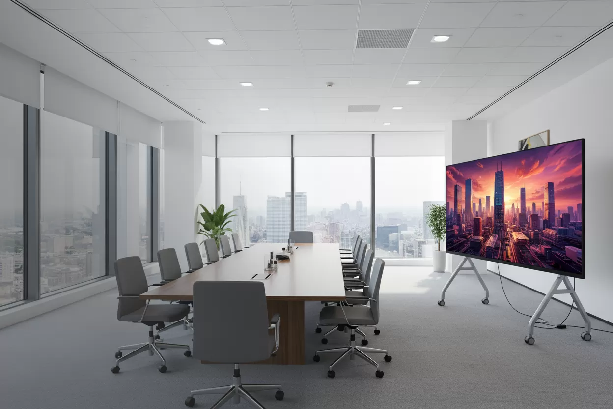 Salle de réunion équipée d'un grand écran LED tout-en-un